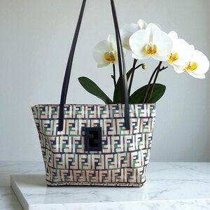 FENDI Zucca FF Logo Mong. Shoulder-Tote Bag W COA